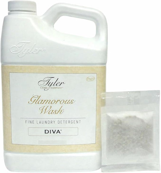 Tyler ilh Glam Wash Laundry Detergent, Diva, Liquid, 64 Fl Oz HE Safe w/Dryer Sachet Pouch om