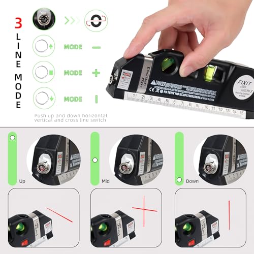 Laser Level Line Tool, Standard Cross Line Laser Leveler Beam Kit - Image 5