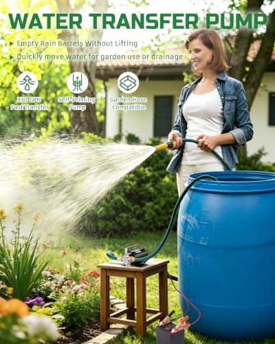 1/10HP Water Transfer Pump, Electric Utility Pump w/ 2x 6ft - Image 4