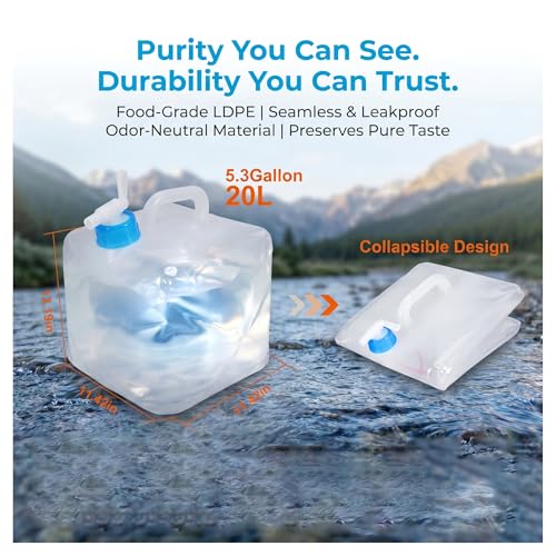 BEWBBAT 2 Pack 5.3 Gallon Collapsible Water Container - Image 4