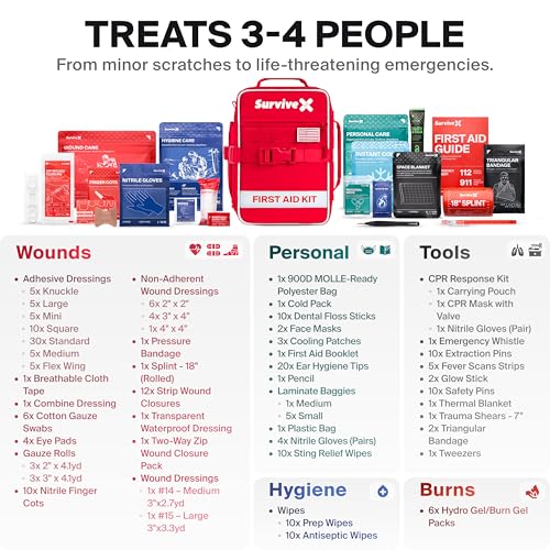 SurviveX Large First Aid Kit, Emergency Kit for 3-4 People - Image 5