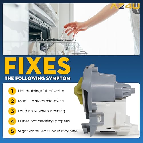 AZ4U Dishwasher Drain Pump Motor For Whirlpool WDF520PADW - Image 7