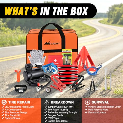 Nilight Car Emergency Kit with Jumper Cable, First Aid Kit - Image 3