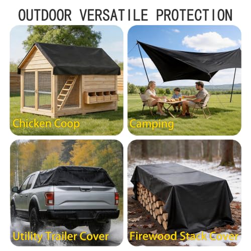 Accompagner Black Tarps Heavy Duty Waterproof 7x12ft, Thick Vinyl - Image 8
