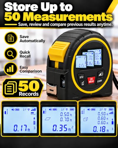 TEPU 3-in-1 Laser Tape Measure, 197FT Range - Image 8