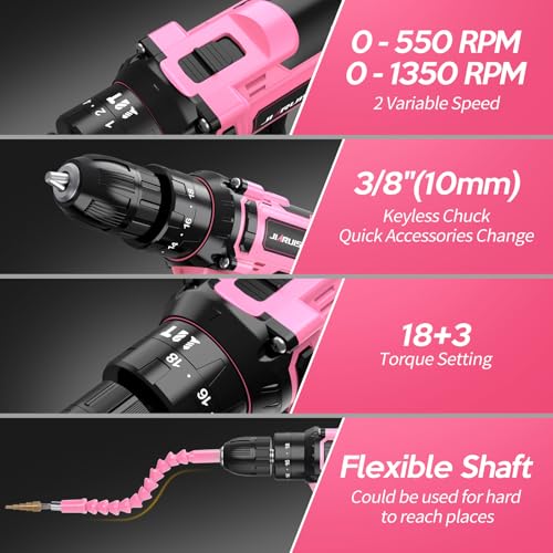 20V Cordless Drill, Electric Power Drill Set with Battery - Image 3