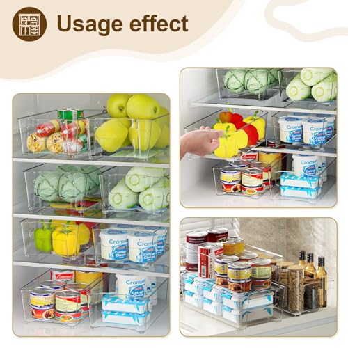 Clear Fridge Organizer, Refrigerator Organizer Bins with Handle, Freezer, Kitchen Cabinet, Pantry Organization, BPA Free Fridge Organizers (12.4 inch 6 Pack) - Image 5