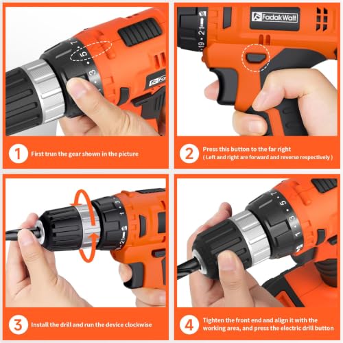 FADAKWALT Cordless Drill Set, 20V Electric Power Drill - Image 7