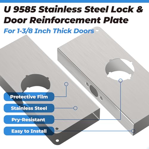 2 Pack U9585 Door Reinforcement Plate for 1-3/8 in Thick Doors - Image 6