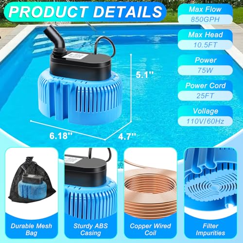 DeeprBetter Above Ground Pool Cover Pump, Submersible Water|Sump - Image 3