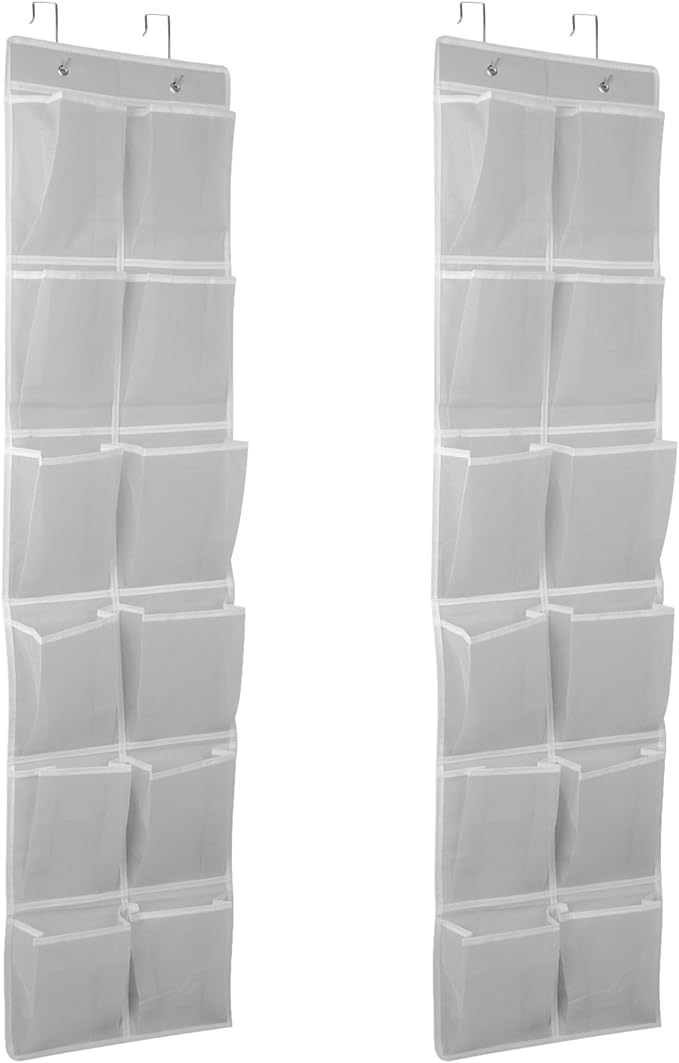 2PK Over the Door 12 Pocket Hanging Shoe Organizer