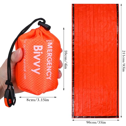 6 Pack Emergency Survival Sleeping Bags, Orange Thermal - Image 3