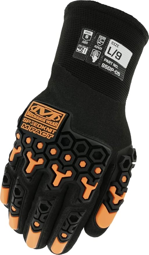 Mechanix Wear SpeedKnit M-Pact Thermal S5DP05 Gloves - Cold Weather Gloves for Protecting Hands - Insulated - Snug Fit - Touchscreen Capable - Machine Washable - Black - X-Large
