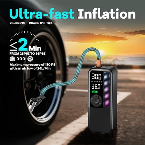 Tire Inflator Portable Air Compressor, Cordless Bike Pump - Image 5