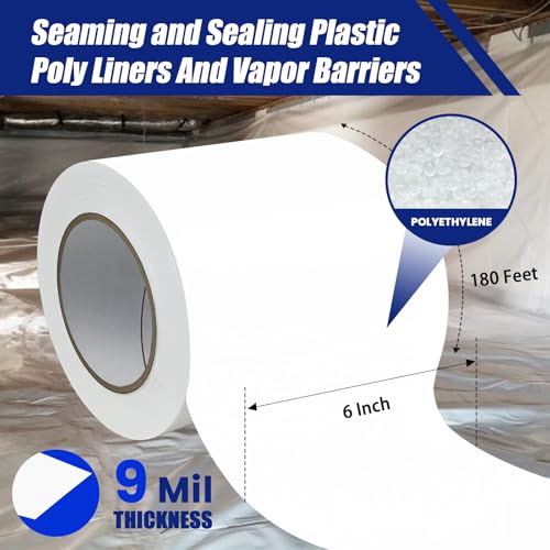 1 Roll, White Vapor Barrier Tape - Image 3