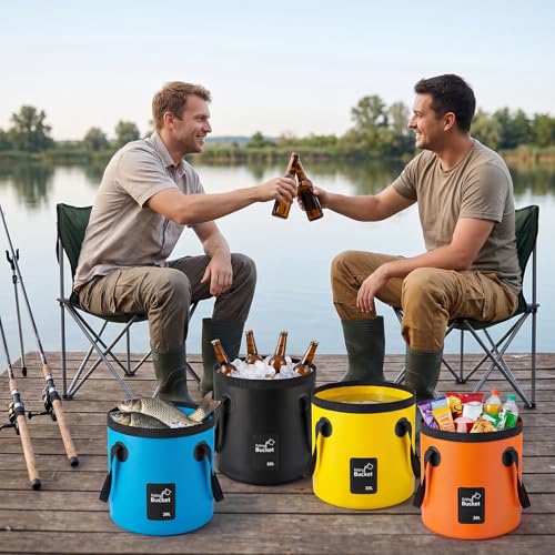 4 Pcs Collapsible Bucket with Handle 5 Gallon(20L) | Travel Essentials - Image 6