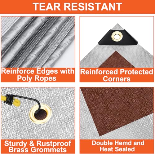Tarp Waterproof 8x10 Ft Heavy Duty Tarp Thicker 16 Mil - Image 6