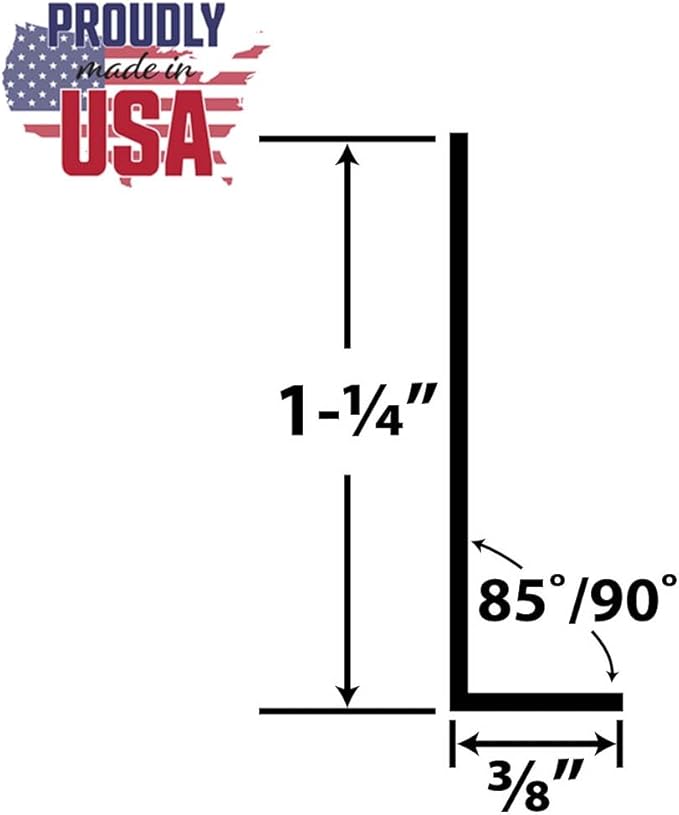 Outwater Plastics 1441-Wh White 3/8 Inch X 1-1/4 Inch X 3/64 (.047) Inch Thick Styrene Plastic Angle Moulding 46 Inch Lengths (Pack of 3)