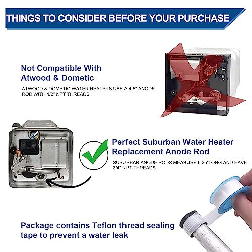 RV Water Heater Anode, Hot Water Heater Flush Wand and Stainless - Image 5