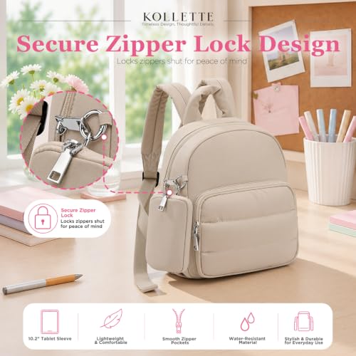 Mini Backpack for Women, Anti Theft Small Daypack Travel Khaki - Image 5