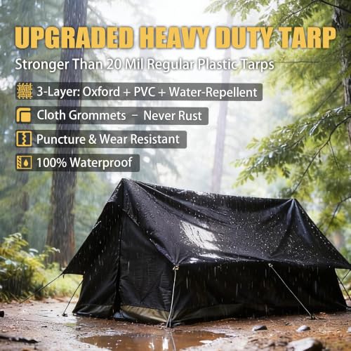 Accompagner Black Tarps Heavy Duty Waterproof 7x12ft, Thick Vinyl - Image 4