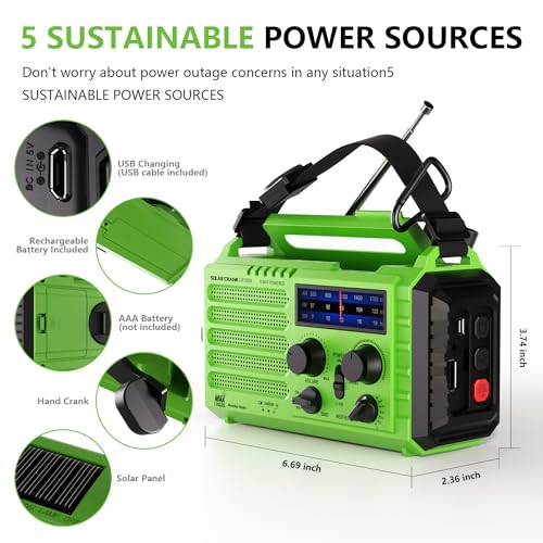 Emergency Weather Radio with NOAA Alert, Portable Solar - Image 4