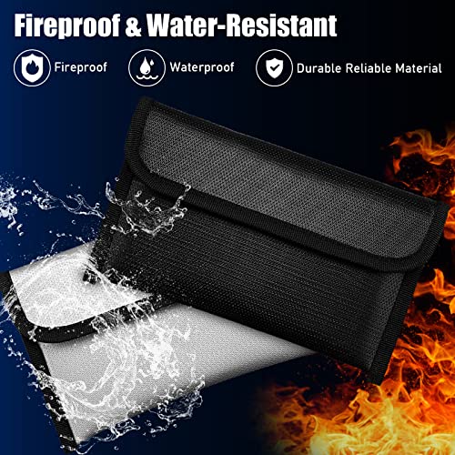 Leinuosen 6 Pack Fireproof Money Bag 8 x 5 Inch,Black and Silvery - Image 4