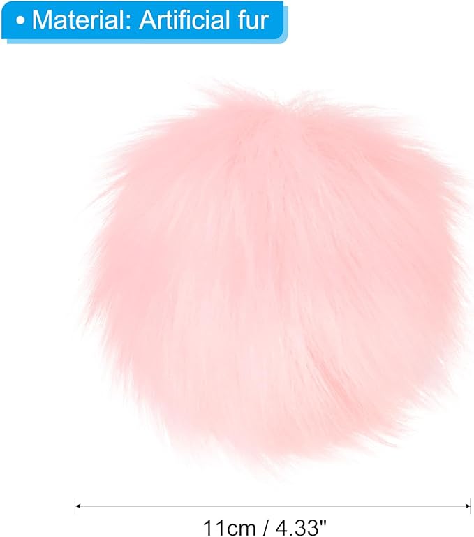 PATIKIL Faux Fur Pom Poms for Hats, 6 Pcs Fluffy Soft Fur Poms Balls with Snap Button for Keychain Knitting Hats DIY Scarves Gloves Bag Christmas, Pink