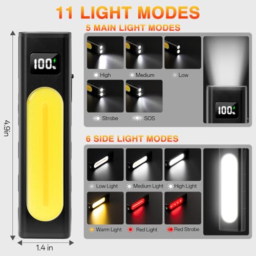 2P Rechargeable Flashlights High Lumens 1800, Magnetic Base - Image 4