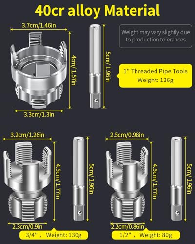 3-Piece PVC Pipe Threading Tool, 1/2, 3/4 and 1 Inch - Image 3