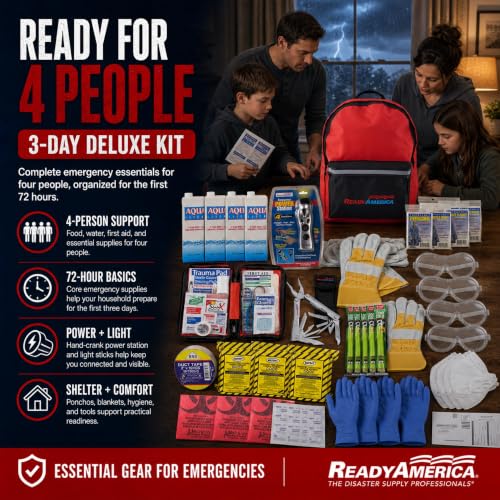 Ready America 72 Hour Deluxe Emergency Kit, 4-Person 3-Day - Image 3