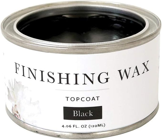 Jolie Finishing Wax - Protective topcoat Paint - Use on interior furniture, cabinets, walls, home decor and accessories - Odor-Free, Non-Hazardous - Black - 120 ml