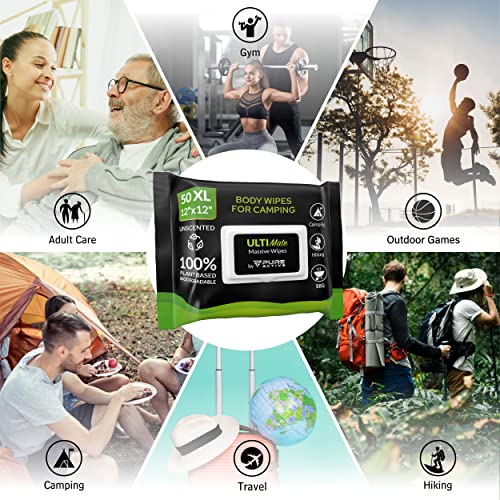 Body Wipes for Camping 50 XXL Camping Wipes 12''x 12'' - Image 7