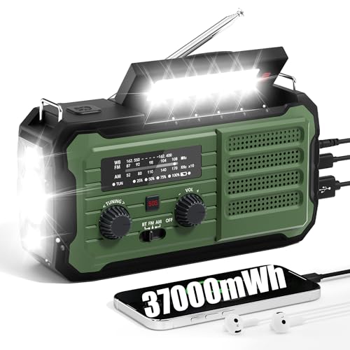 Emergency Radio Hand Crank Solar, 10000mAh/37000mWh Emergency - Image 2