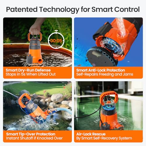 1/4 HP Submersible Utility Water Pump, 2160 GPH High Flow - Image 6