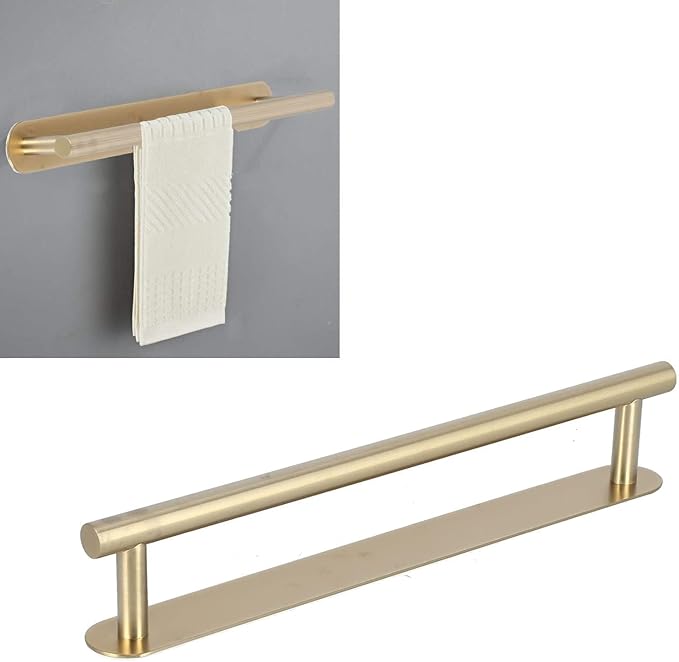 Cyrank Gold Single Bar Towel Rack, No Drill Self Adhesive Towel Holder, Stainless Steel, 40cm
