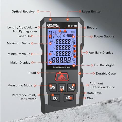BLACK CANYON Laser Distance Meter,165/230/330 ft Range - Image 5