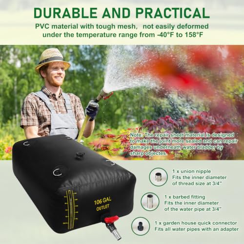 400L/106 Gal Water Bladder Tank with Water Level Indicator - Image 4