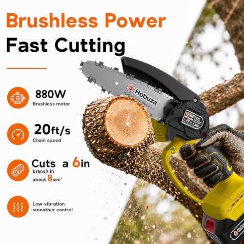 HOBUZA 6 Inch Brushless Mini Chainsaw, Lightweight - Image 4