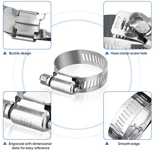 TICONN 40PCS Hose Clamps Set 304 Stainless Steel, 1/4''–1-1/8'' - Image 4