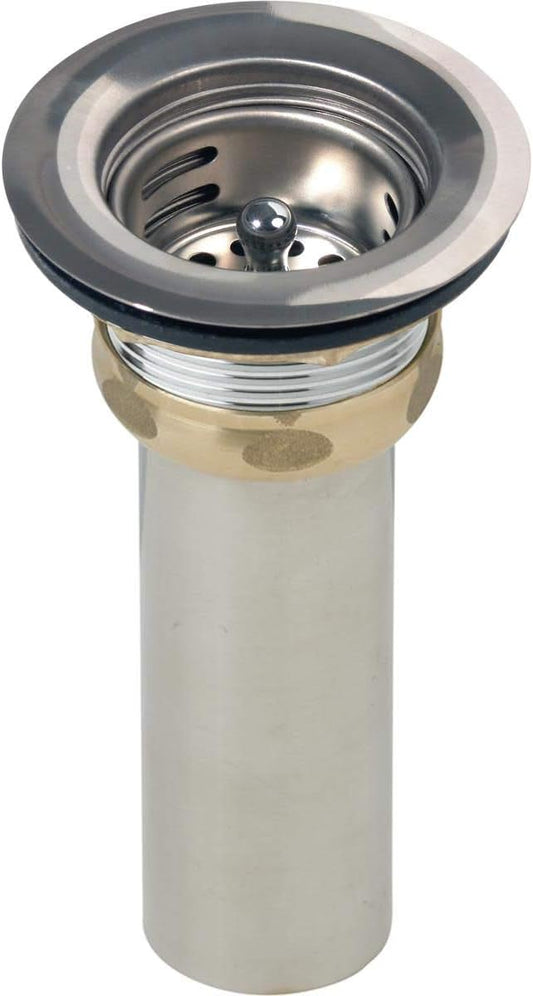 Elkay LK58 2" Drain Fitting with Type 304 Stainless Steel Body, Stainless Steel Strainer Basket, and Rubber Seal