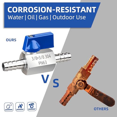 1/4 Inch Barb Ball Valve, Mini 304 Stainless Steel Inline Shut - Image 6