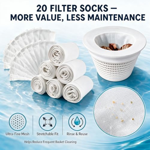 8" Skimmer Basket with 20 Filter Socks for Hayward SP1070 - Image 7