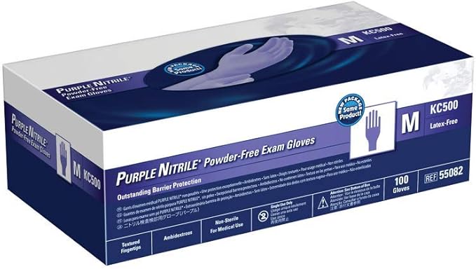 HALYARD PURPLE NITRILE Exam Gloves, Powder-Free, Non-Sterile, 5.9 mil, 9.5", Purple, Medium, 55082 (Box of 100)