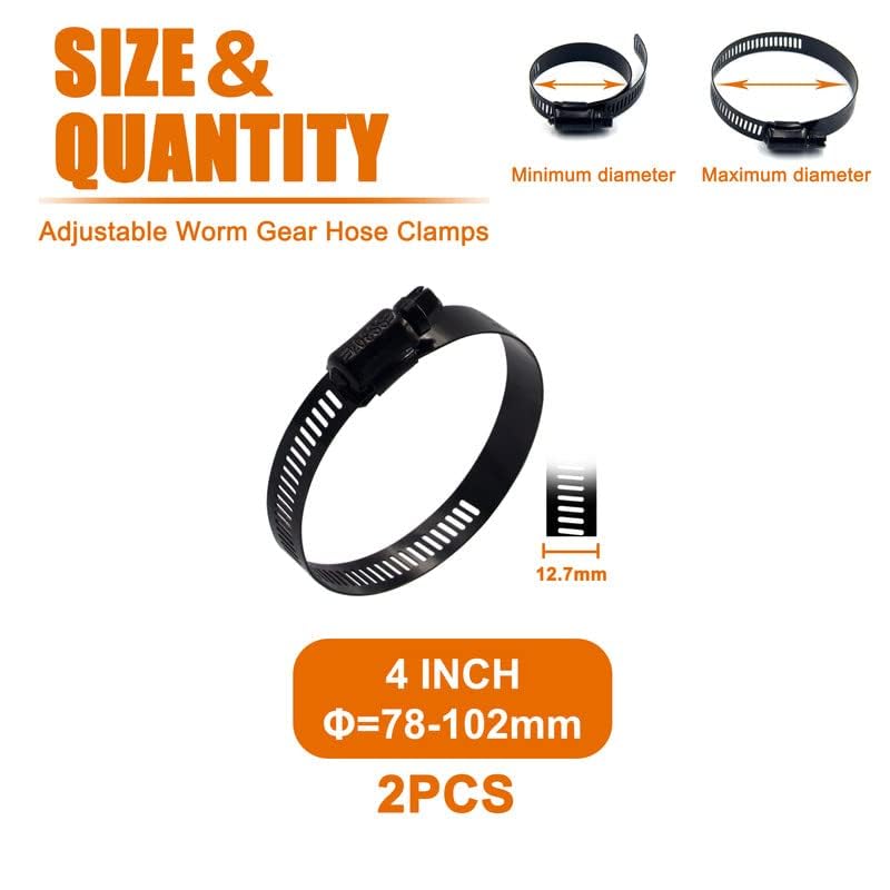 2pcs 4 Inch Stainless Steel Adjustable 78-102mm Size Range - Image 4