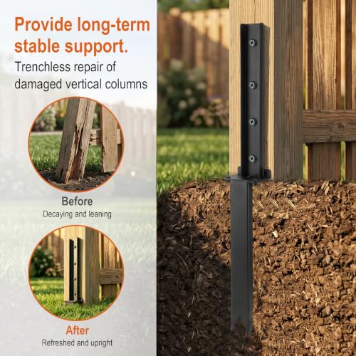 Sutekus Fence Post Repair Kit, 2 Pcs Heavy Duty Post | Home Repair - Image 4