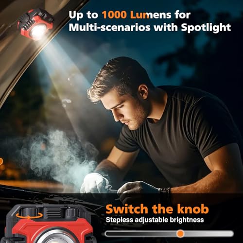 Samyoung 2-Pack 2400LM Magnetic Rechargeable Work Light, Up to 80 - Image 5