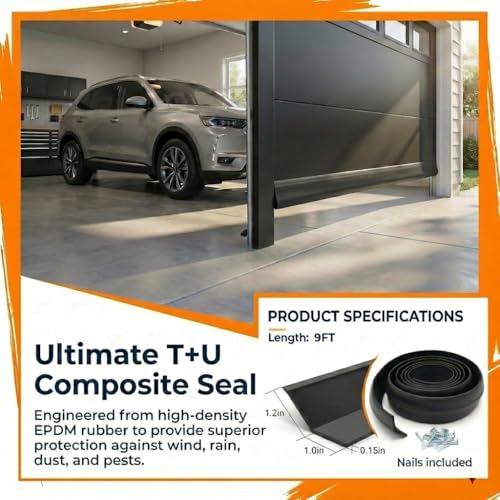 VelTherm 9FT Garage Door Bottom Seal, Black Garage Door | Home Repair - Image 5