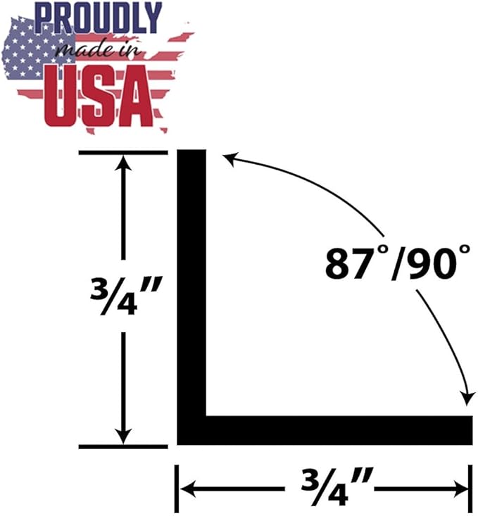 Outwater Plastics 1935-Bk Black 3/4'' X 3/4'' X 5/64'' (.078'') Thick Styrene Plastic Even Leg Angle Moulding 48 Inch Lengths (Pack of 3)