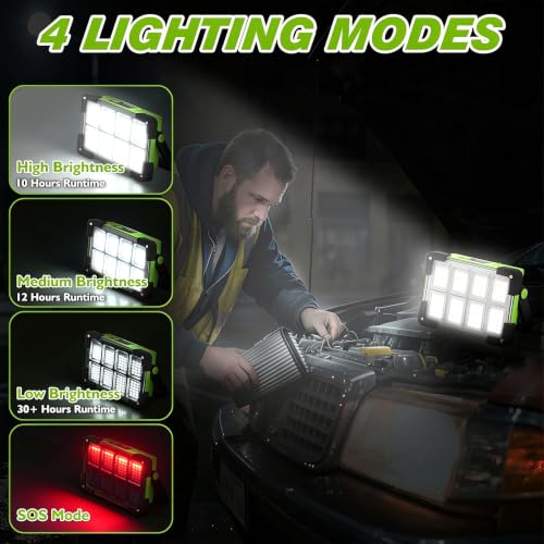 120W Solar Rechargeable 144 LED Work Light, 10000LM Flood Light - Image 4